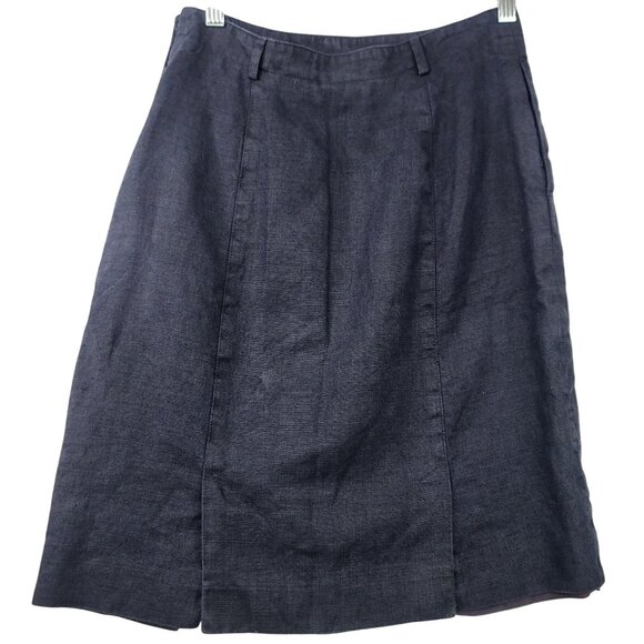 Liz Claiborne Collection Union Made USA Womens Navy Linen A-Line Skirt Size 8 - Picture 1 of 8